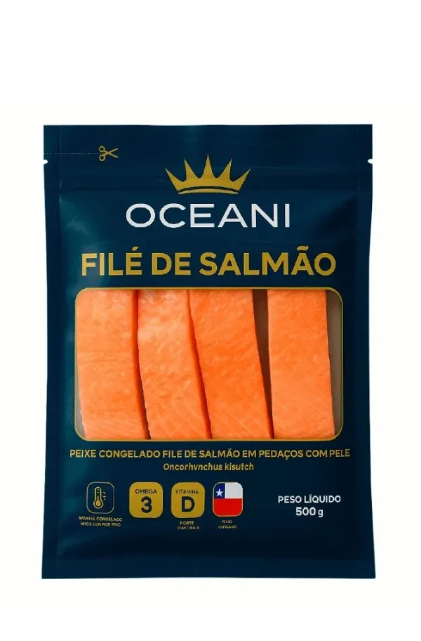 Filé de Salmão em Pedaços com Pele Oceani 500g