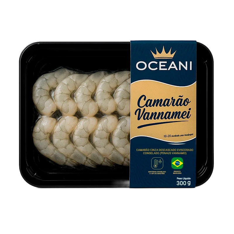 Camarão Cinza Descascado e Eviscerado Oceani 300g – Embalagem Skinpack