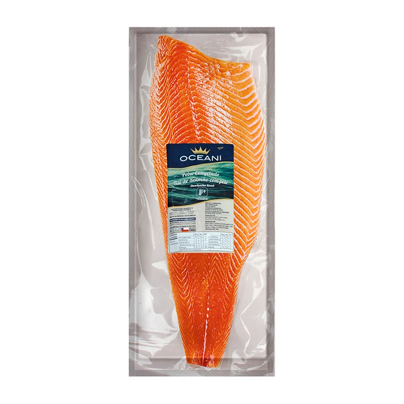 Filé de Salmão Coho Oceani com Pele Congelado 3/4 Libras à vácuo