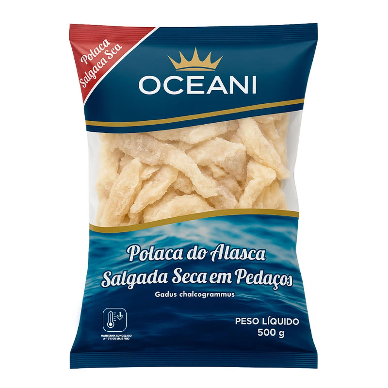 Polaca do Alasca Seca em Pedaços Oceani 500g